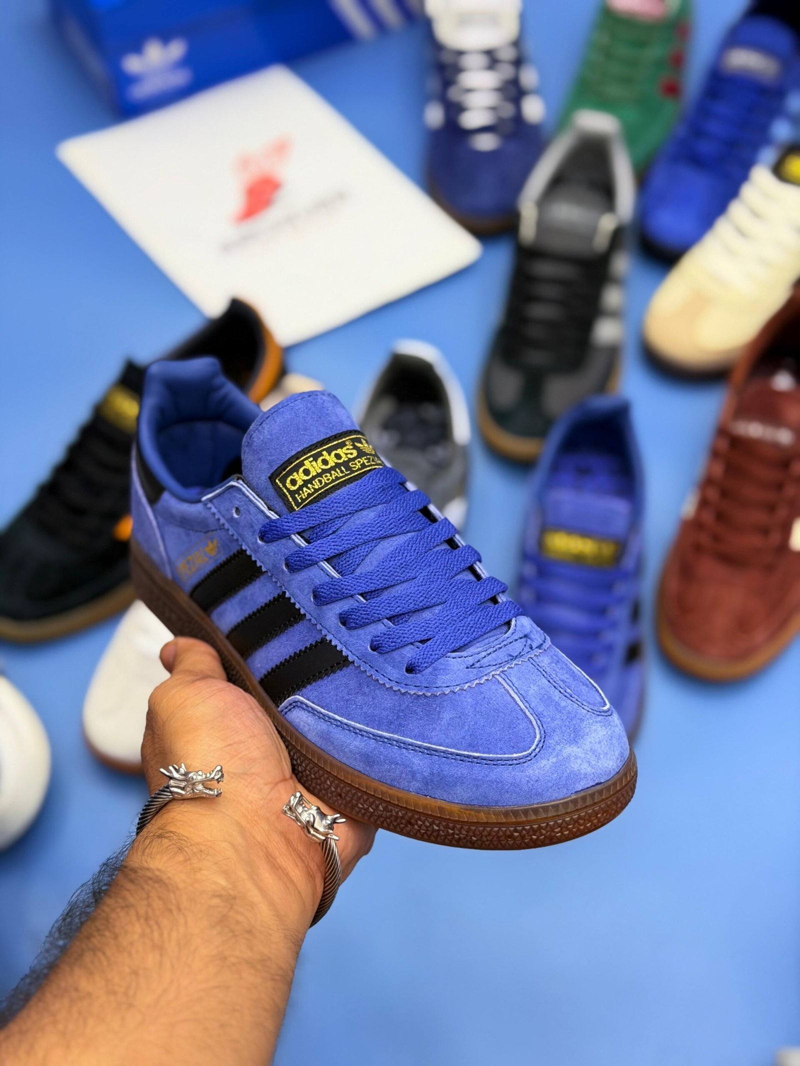 Spzl Classic Suede Gum Sole Sneakers - Navy - Image 2