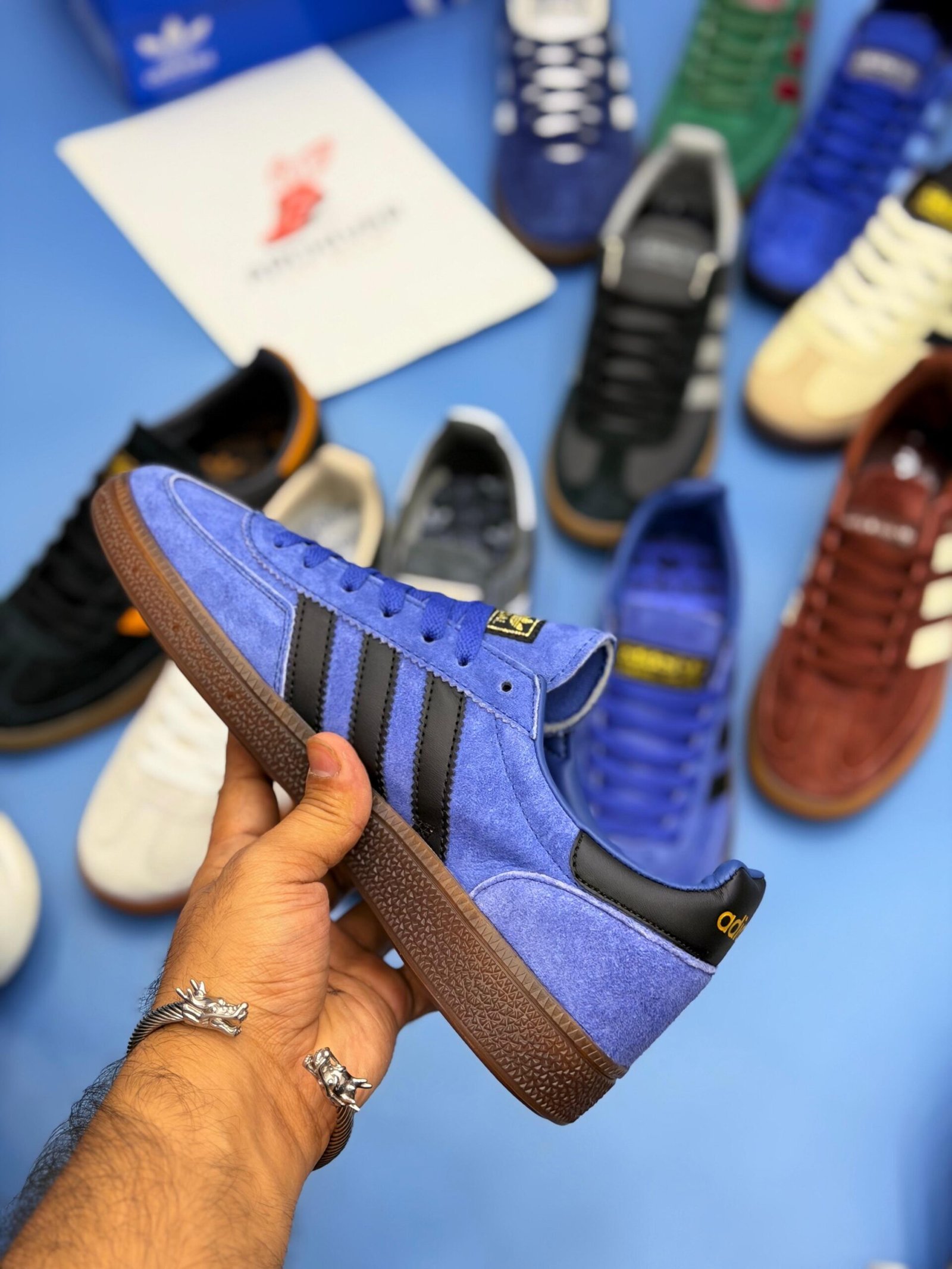 Spzl Classic Suede Gum Sole Sneakers - Navy - Image 3