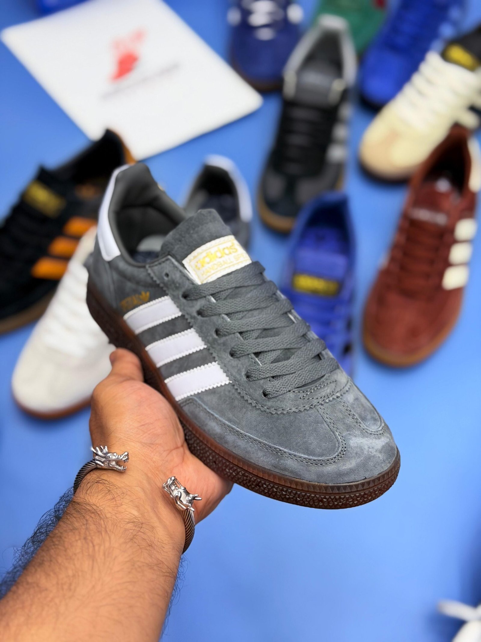 Spzl Classic Suede Gum Sole Sneakers -Grey - Image 2